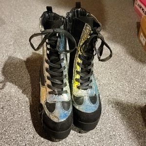 Gold combat boots